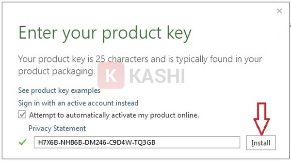 Nhập key kích hoạt Office 2013