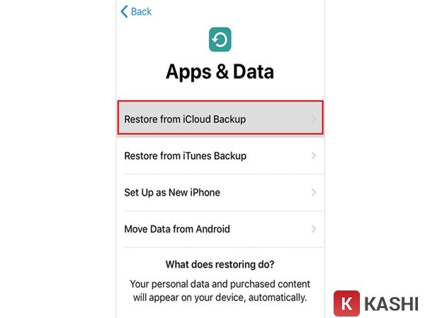 Khôi phục từ bản sao lưu iCloud