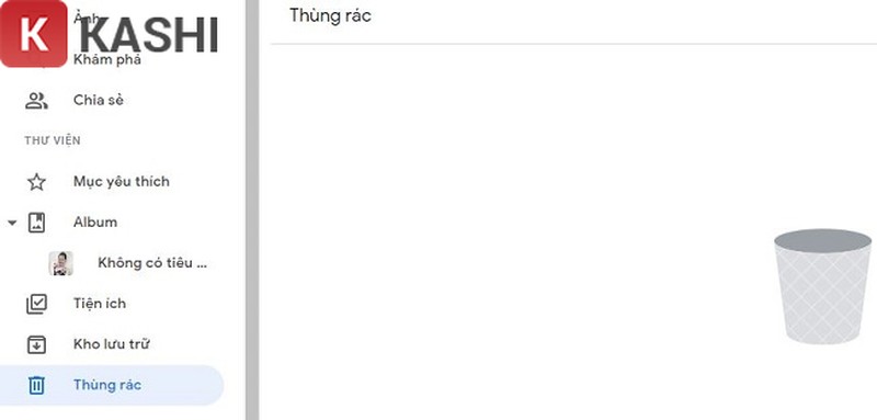 Vào phần "Thùng rác"