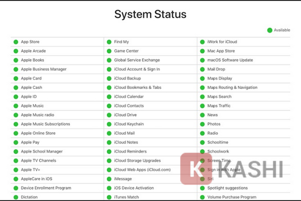 Kiểm tra trạng thái máy chủ Apple