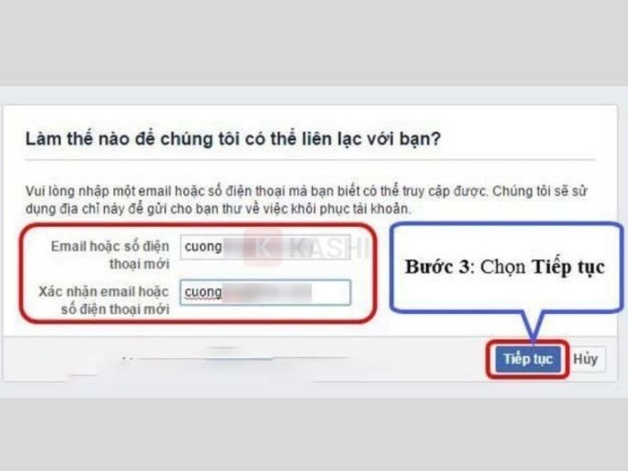 Khôi Phục Mật Khẩu Facebook Bằng Hình Ảnh: Hướng Dẫn Chi Tiết 2025 Nhập email và chọn "Tiếp tục"