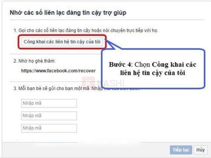 Khôi Phục Mật Khẩu Facebook Bằng Hình Ảnh: Hướng Dẫn Chi Tiết 2025 Chọn "Công khai các liên hệ tin cậy của tôi"