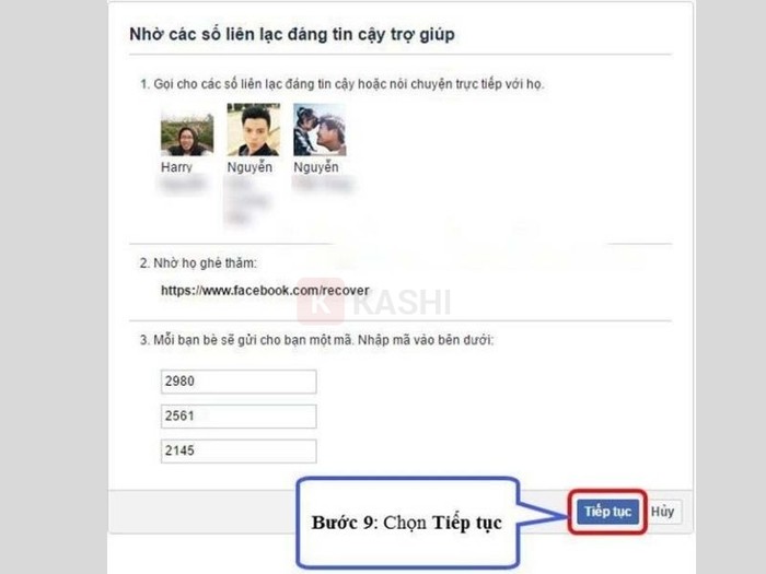 Khôi Phục Mật Khẩu Facebook Bằng Hình Ảnh: Hướng Dẫn Chi Tiết 2025 Nhập code và nhấn "Tiếp tục"