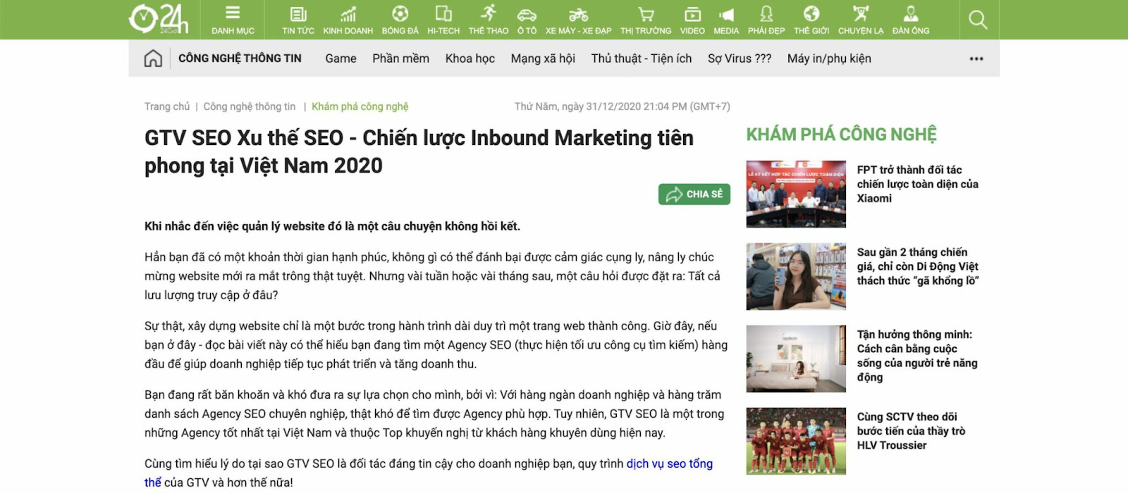 alt text: Ví dụ về backlink từ một trang tin tức