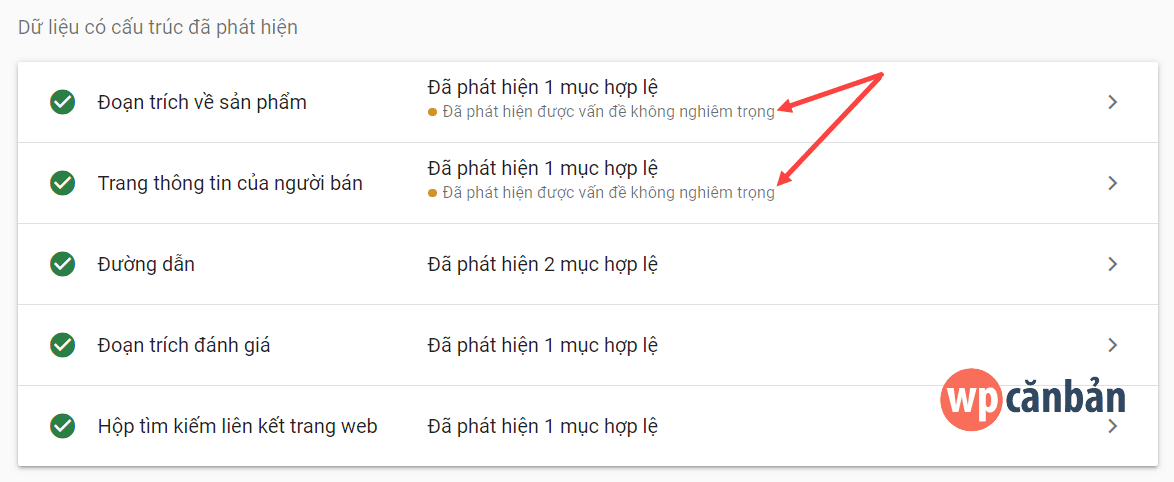 Mô tả lỗi dữ liệu có cấu trúc Schema trên plugin WooCommerce