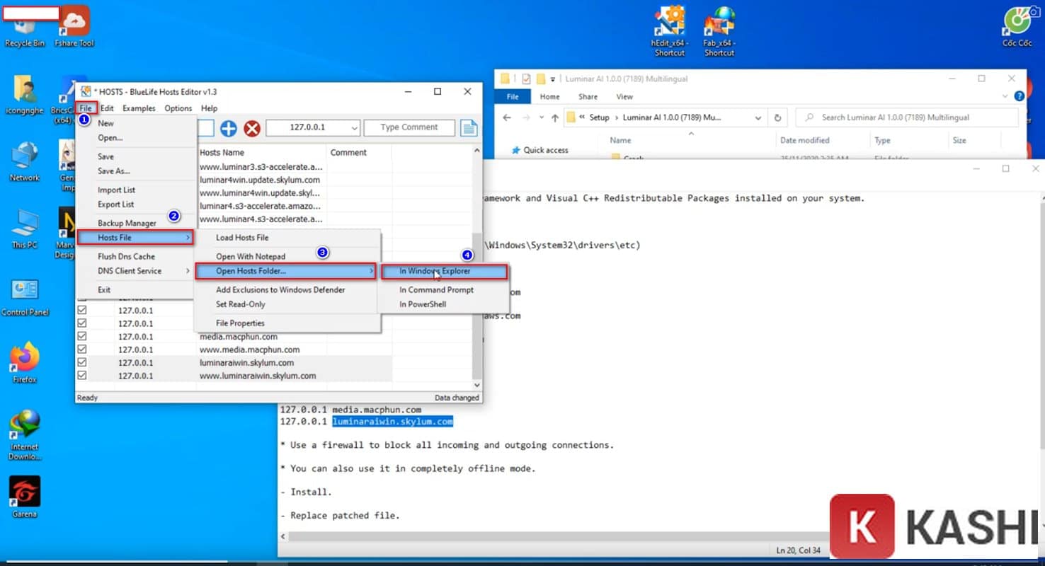 Mở thư mục chứa file Hosts