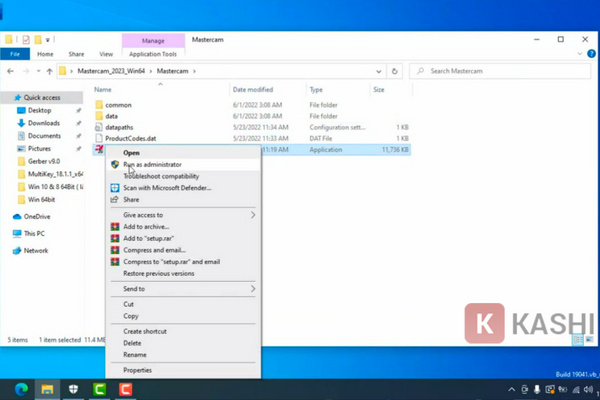 Chạy file setup với quyền administrator