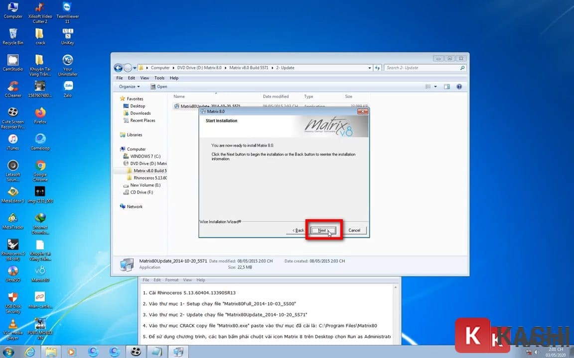 Tiếp tục nhấn Next