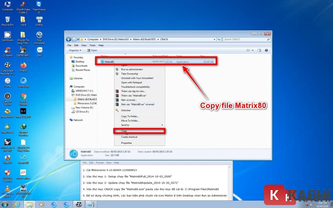 Sao chép file crack