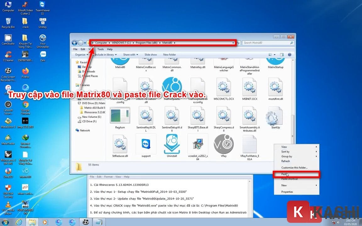 Dán file crack vào thư mục cài đặt