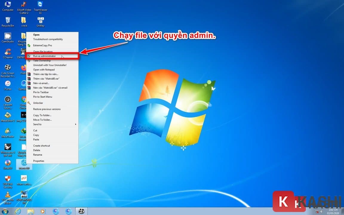 Chạy Matrix 8 với quyền Administrator