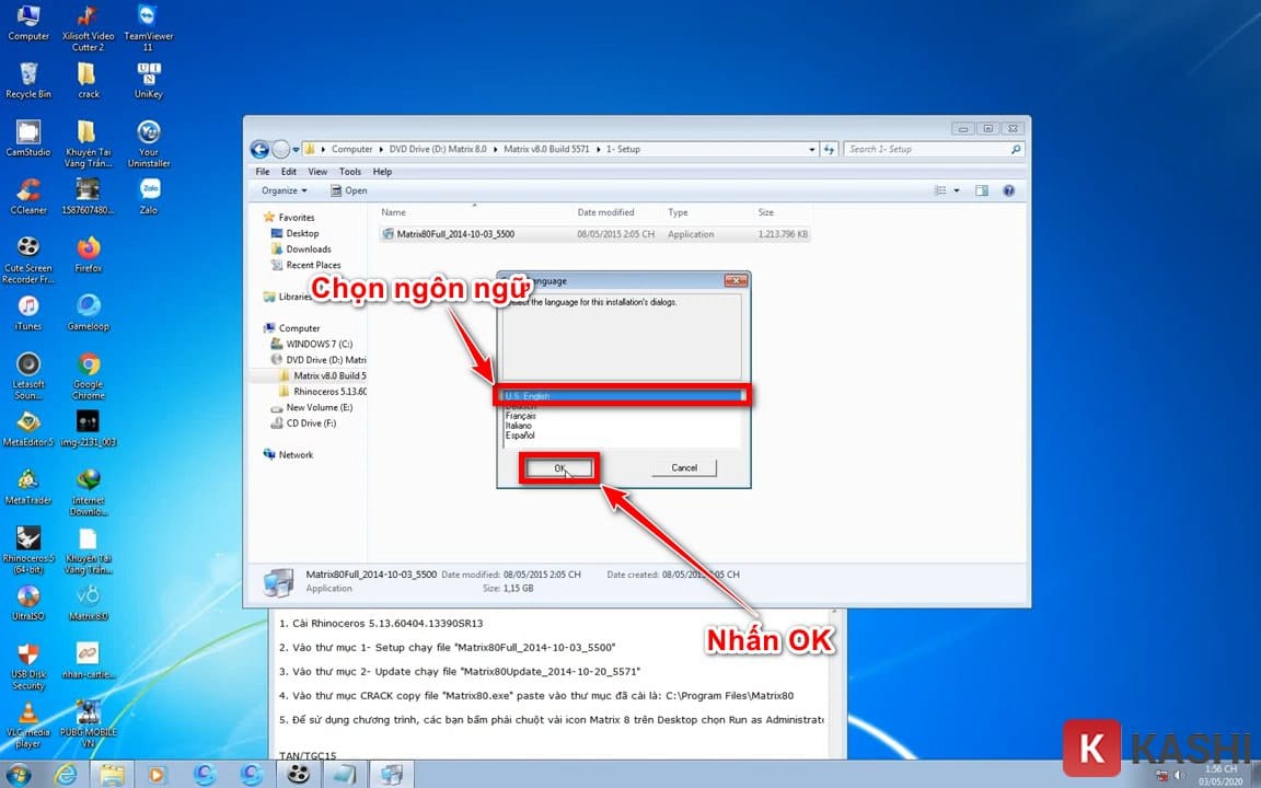 Chọn ngôn ngữ cài đặt