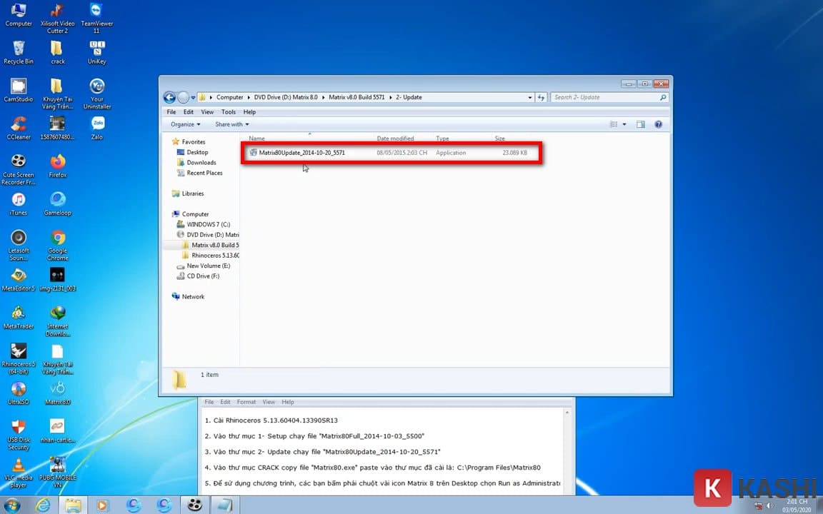 Chạy file cập nhật