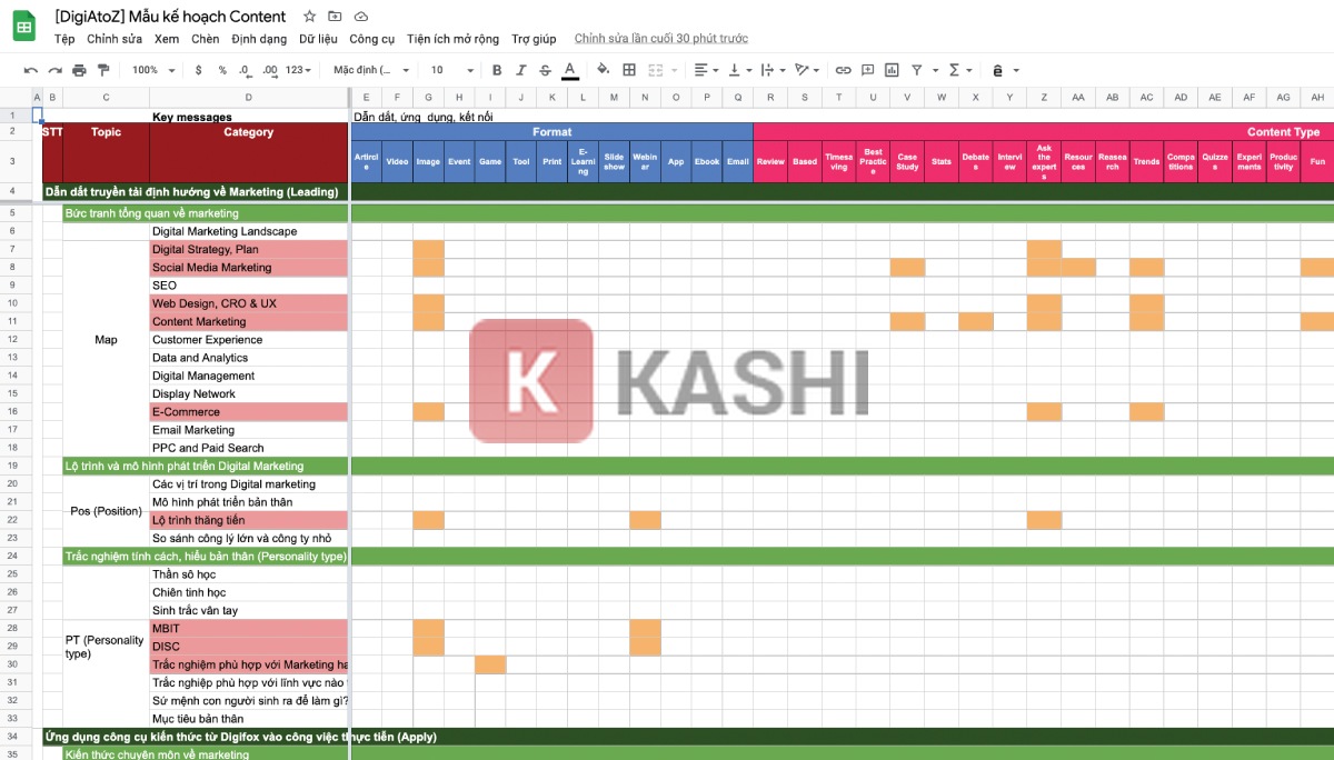 Mẫu Plan Content cho Fanpage - Demo 1