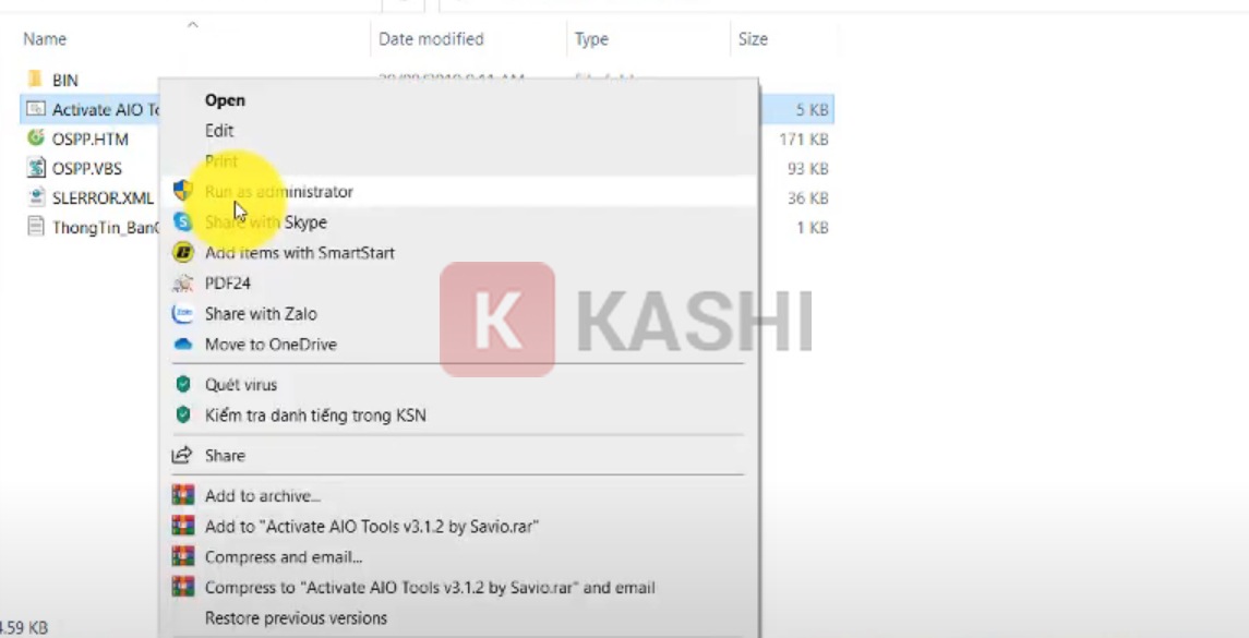Chạy "Active AIO tools v3.1.2" với quyền admin
