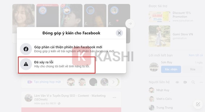 Chọn đã xảy ra lỗi