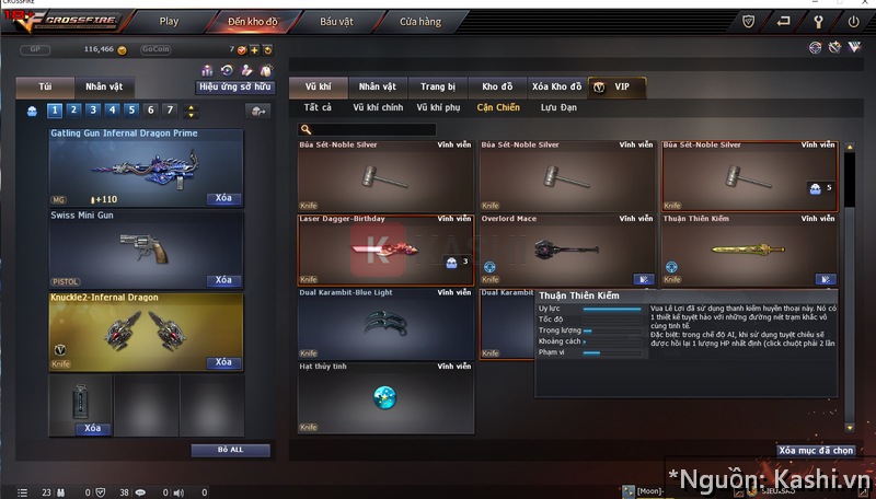Rất nhiều vũ khí cận chiến để bạn lựa chọn