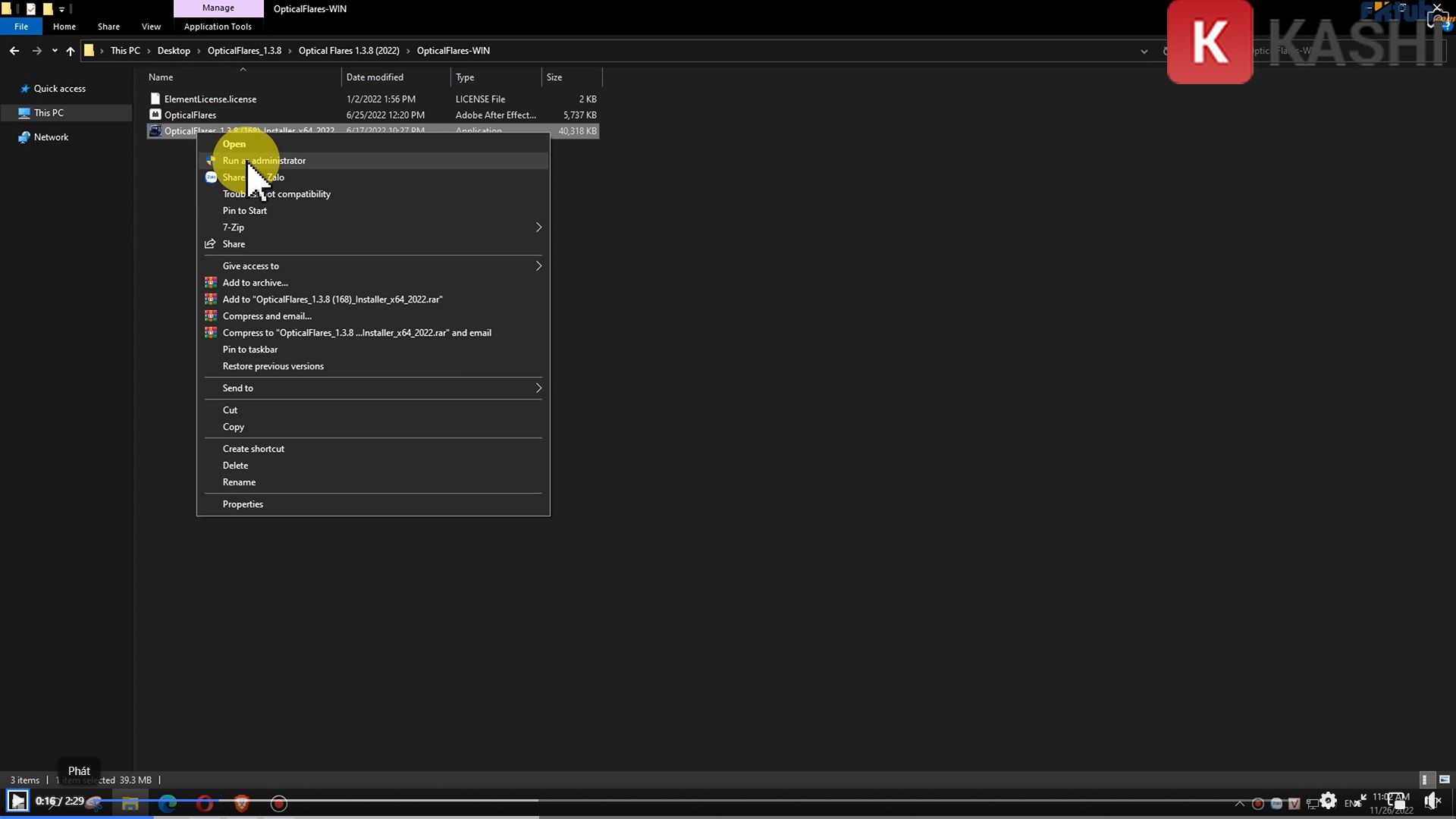 Chạy file cài đặt với quyền quản trị