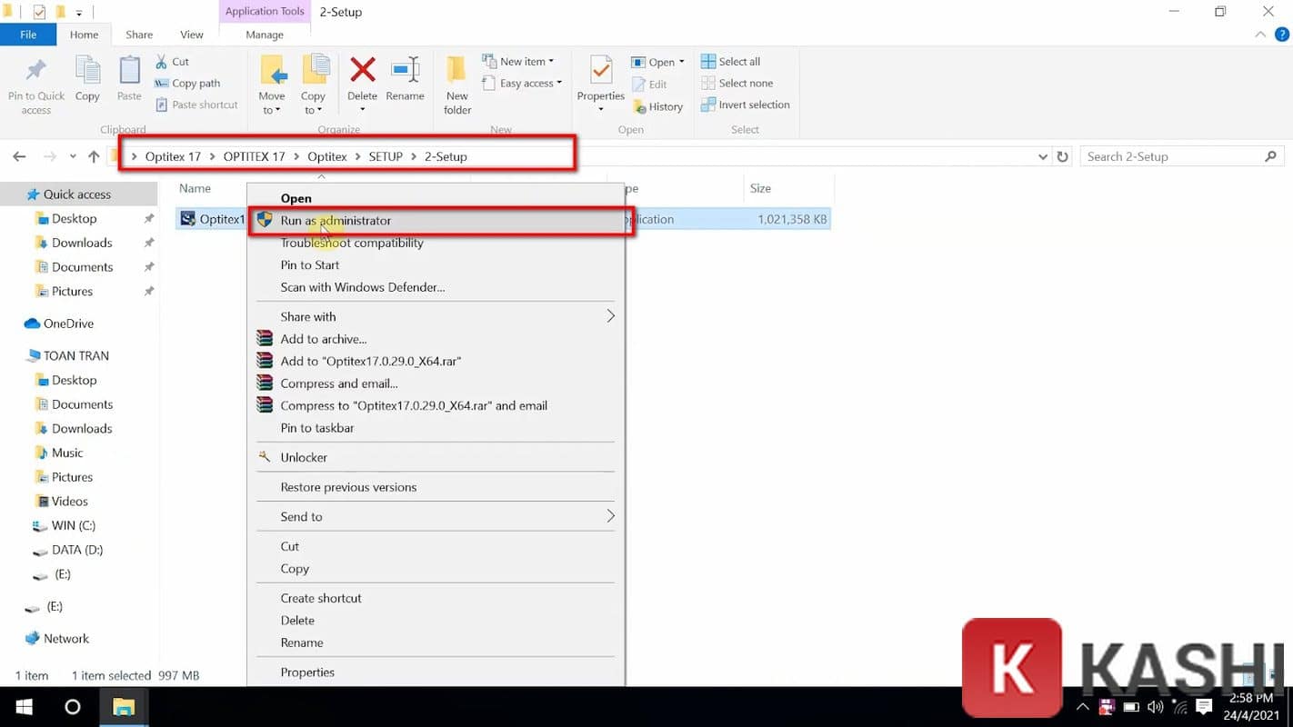 Chạy file cài đặt Optitex 17