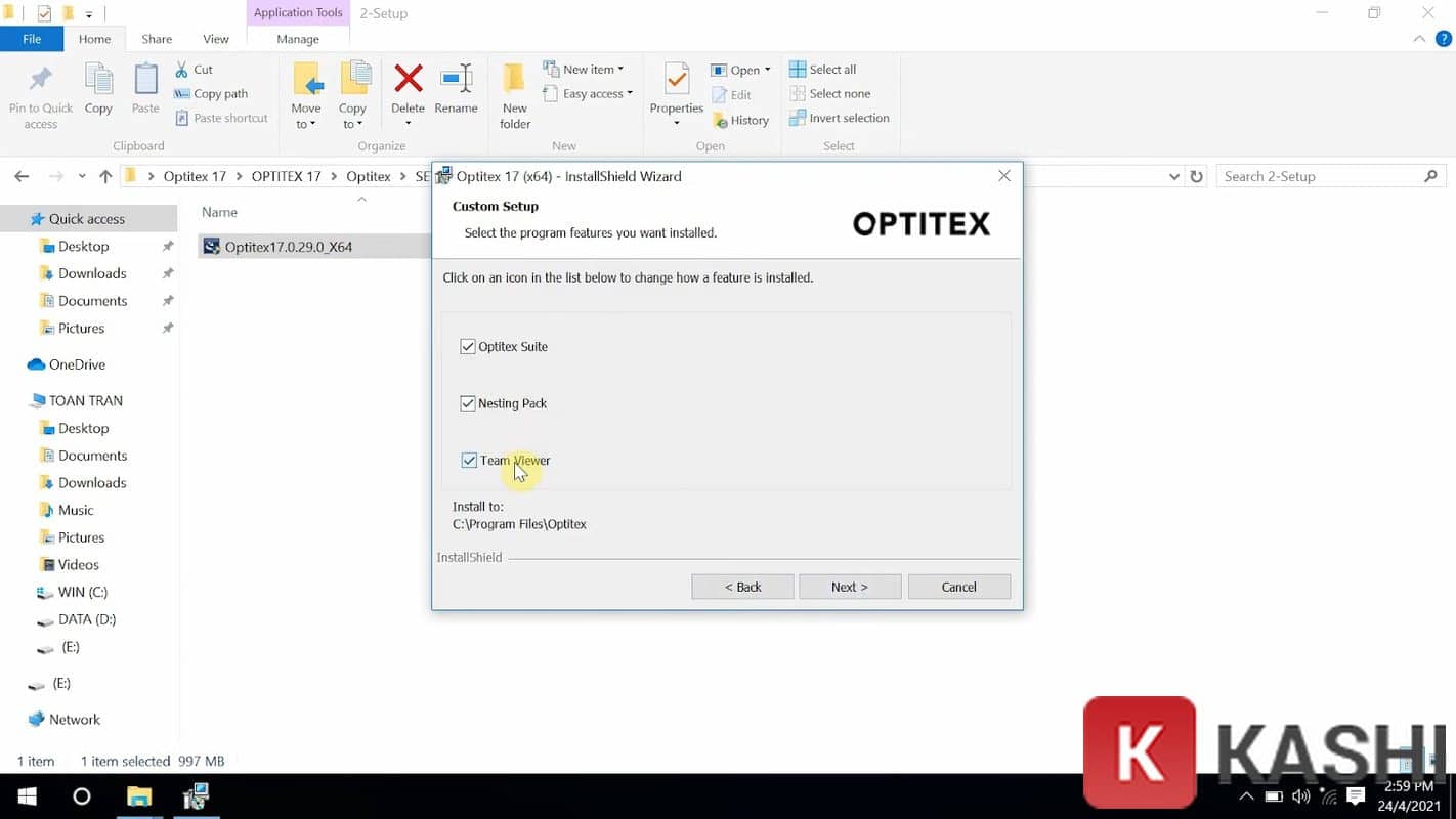 Tích chọn các tùy chọn cài đặt
