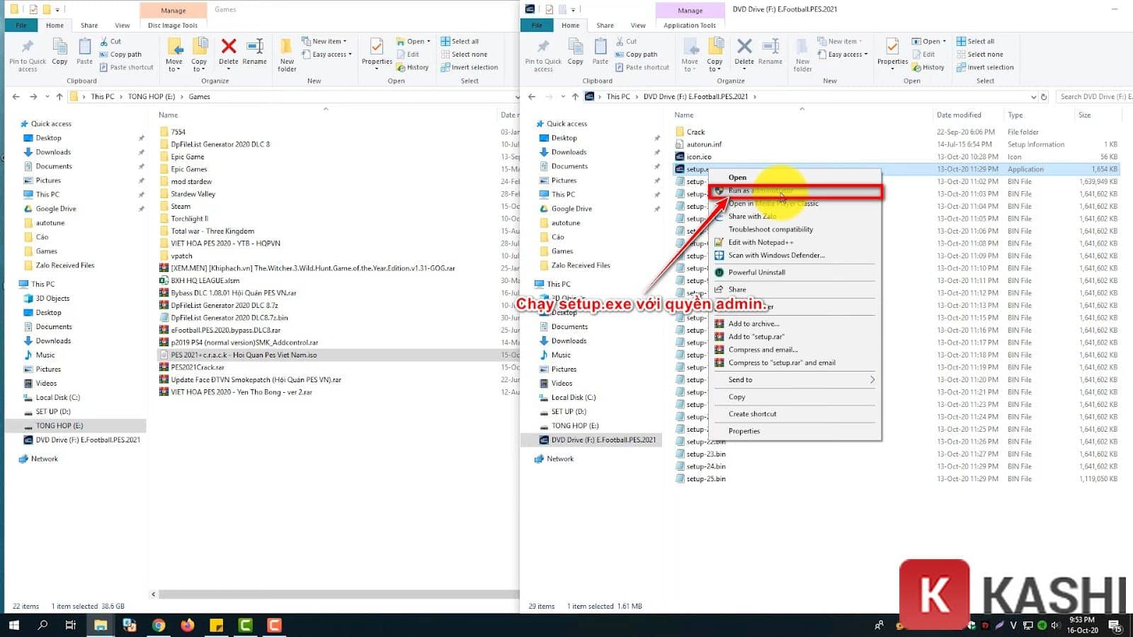 Chạy file Setup với quyền quản trị