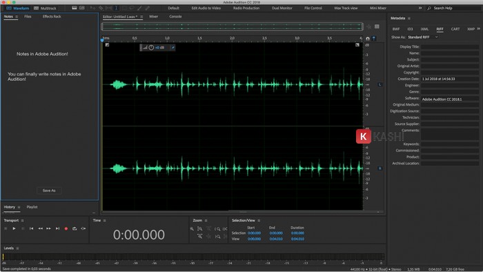 Giao diện phần mềm Adobe Audition phiên bản đầy đủ