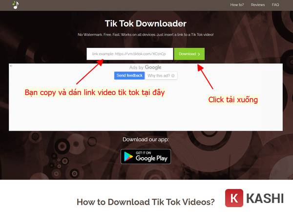 Giao diện website Tiktokdownload.online
