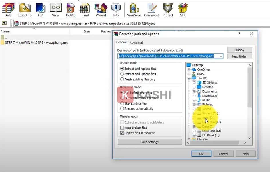 Thực hiện giải nén tệp vừa tải