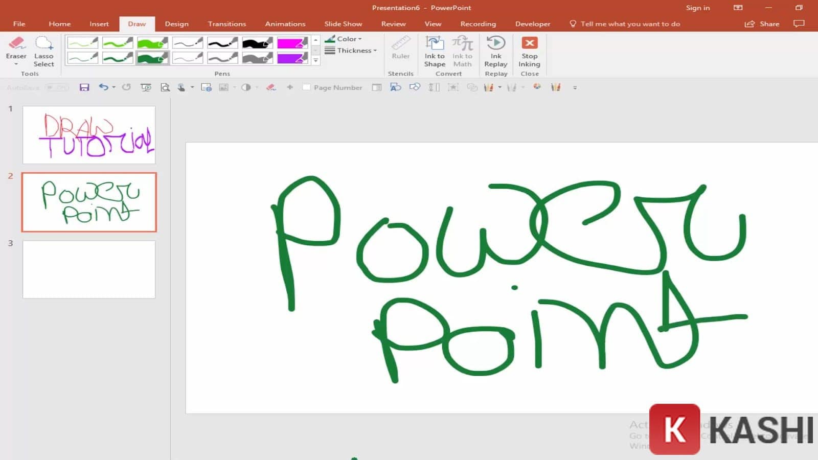Công cụ bút trong PowerPoint 2019.