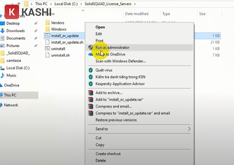 Chạy file cài đặt với quyền quản trị viên