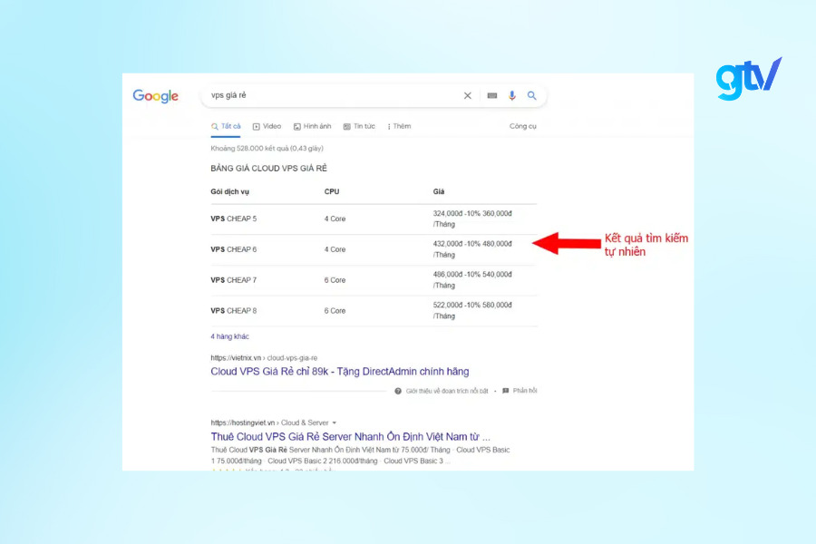 Kết quả tìm kiếm tự nhiên