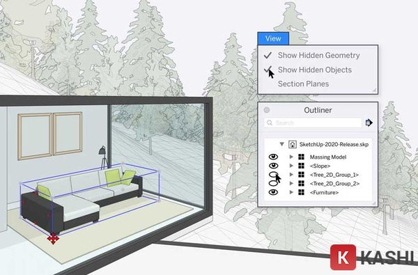 Outliner trong Sketchup 2020