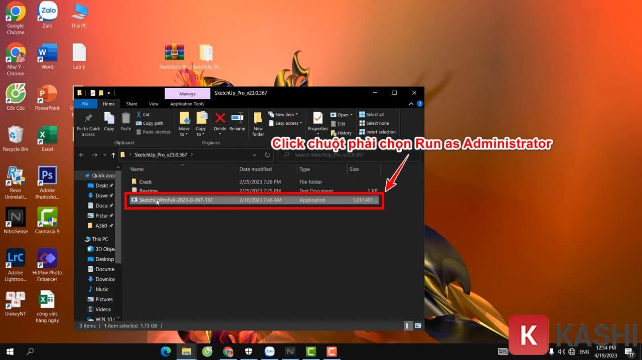 Chạy file cài đặt