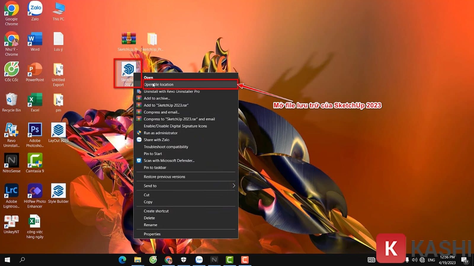 Mở thư mục cài đặt