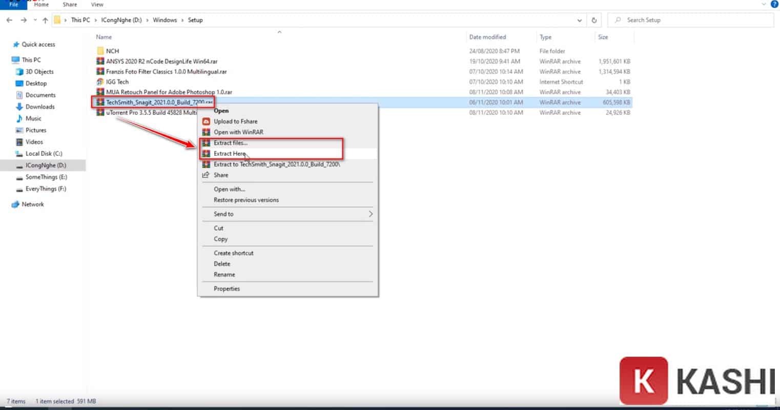 Bắt đầu giải nén phần mềm