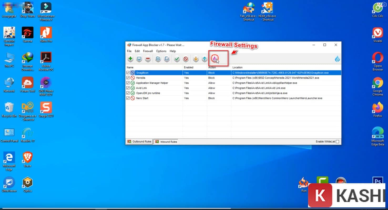 Kiểm tra Firewall Settings