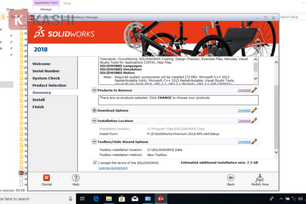 Hoàn tất cài đặt SolidWorks 2018
