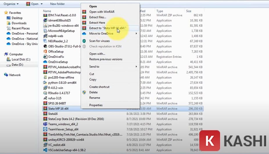 Giải nén file Stata 16