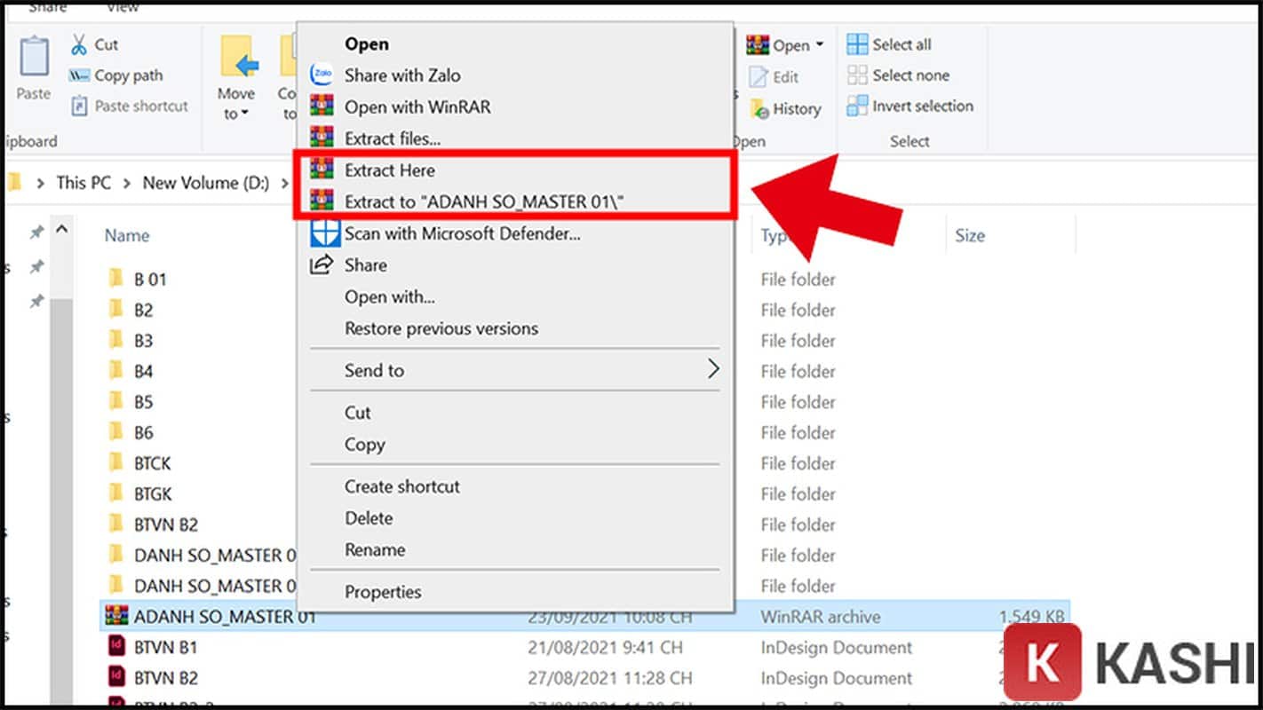 Giải nén file cài đặt