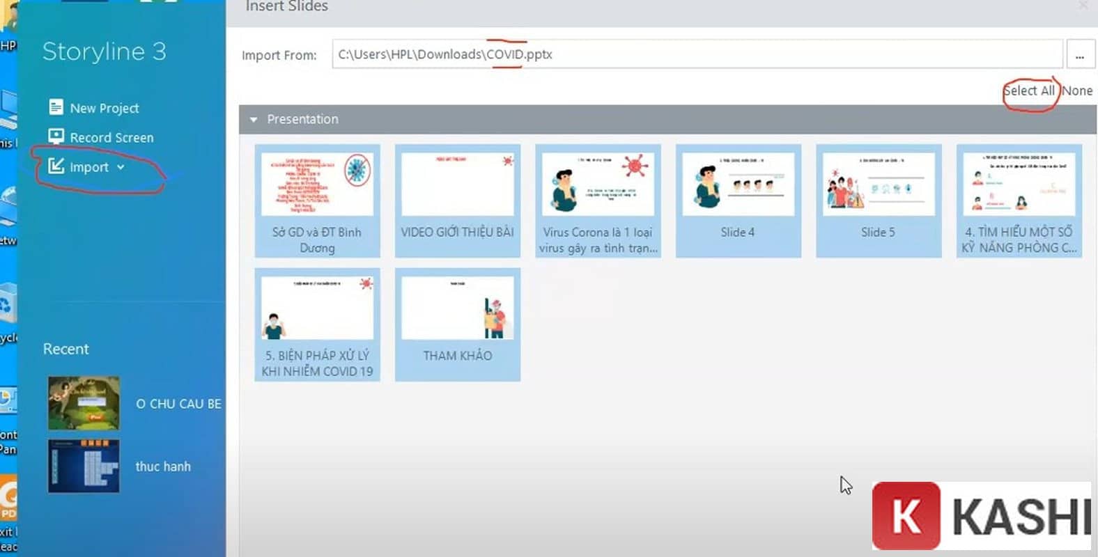 Nhập PowerPoint vào Storyline 3