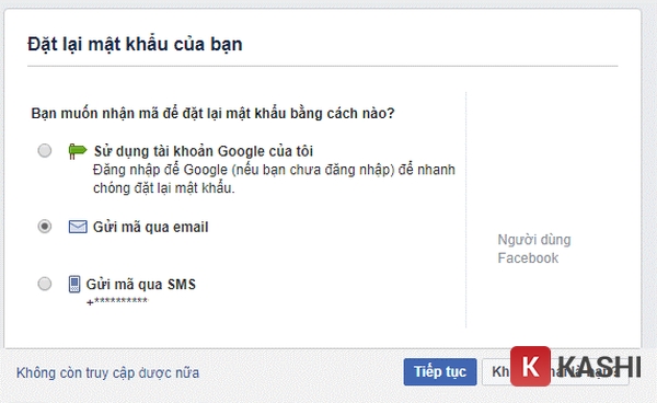 Chọn phương thức nhận mã