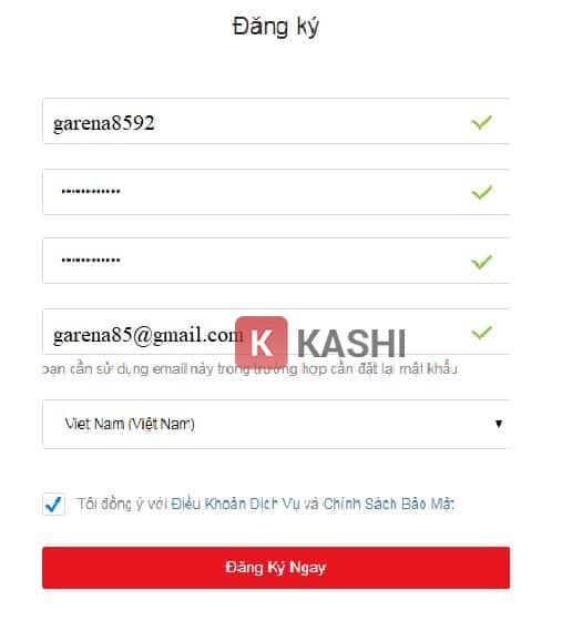 Điền thông tin đăng ký