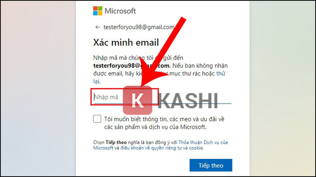 Nhập mã xác minh