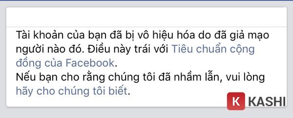Tài khoản bị khóa do nghi ngờ giả mạo
