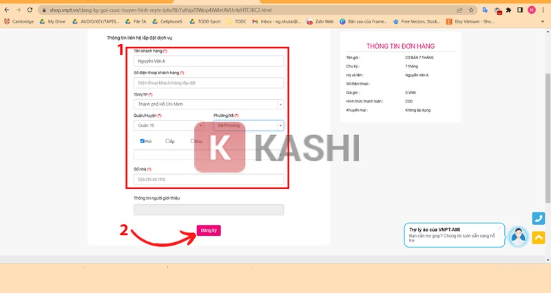 Điền thông tin đăng ký