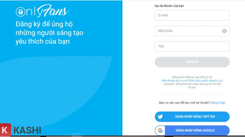 Đăng ký tài khoản OnlyFans