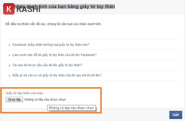 Tải ảnh để xác nhận danh tính