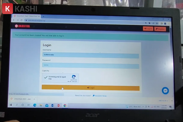 Đăng nhập tài khoản UnlockTool