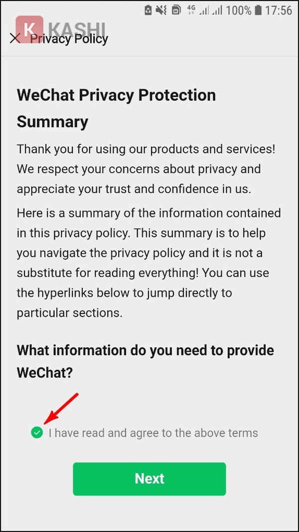 Đồng ý kiểm tra chính sách bảo mật