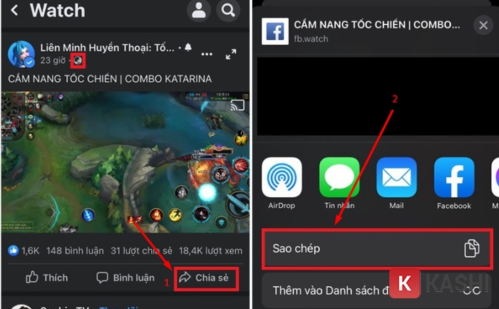 Sao chép liên kết video Facebook muốn tải về